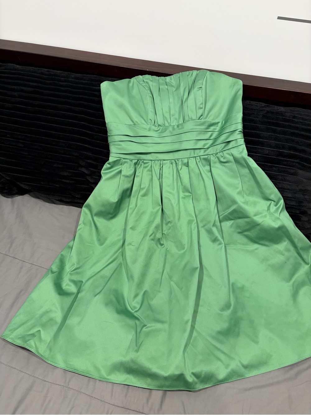 David's Bridal Strapless Light Green A-Line Dress
